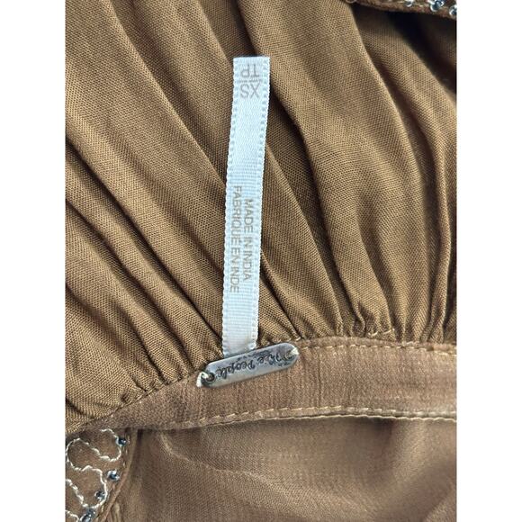 Free People bohemian gold/brown embroidered beaded floral embellishments XS - Picture 6 of 8